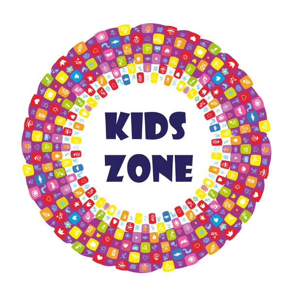 Kids Zone Banner Funny Pattern Vector Graphic Illustration — Stock Vector