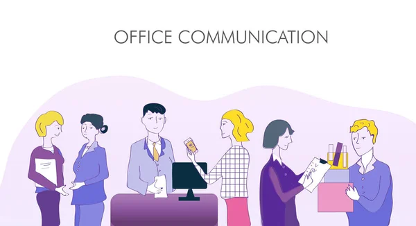 Ilustracja Wektorowa Komunikacji Biurowej Biznesmenami Omawiać Pracę Projekty Sieci Kwestie Ilustracje Stockowe bez tantiem