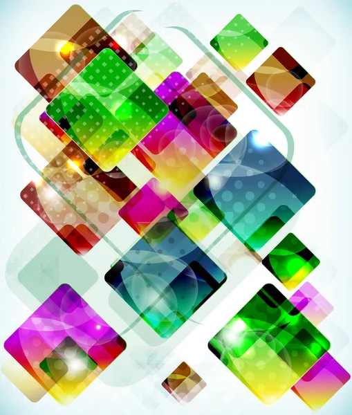 Abstract technology  background vith falling colored boxes. — Stock Vector