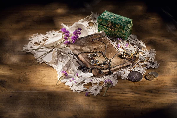 Old Book And Coins — Stock Fotó