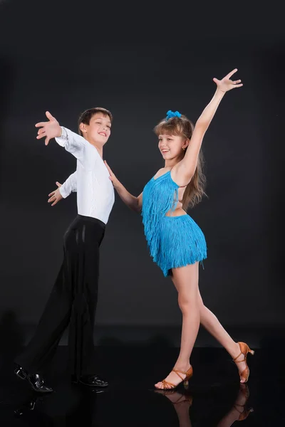Young Dancers On A Black — Stock Photo, Image