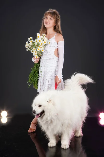 Mädchen und Hund — Stockfoto