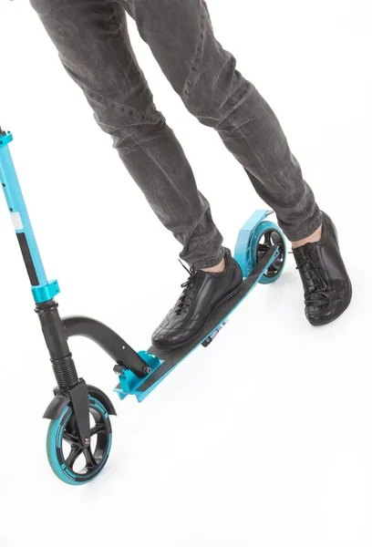 Man's Legs On Push-cycle — Stock Photo, Image