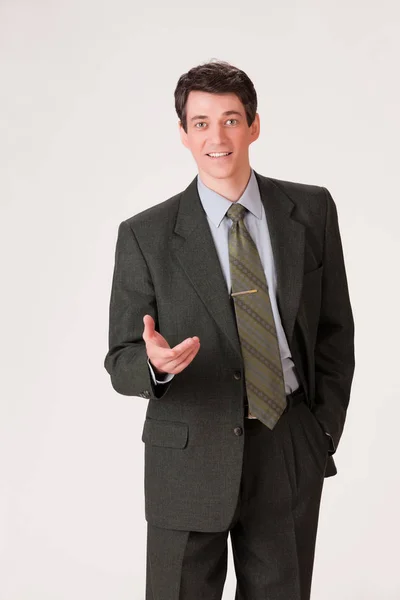 Young Emotional Man In A Business Suit — Stock Photo, Image