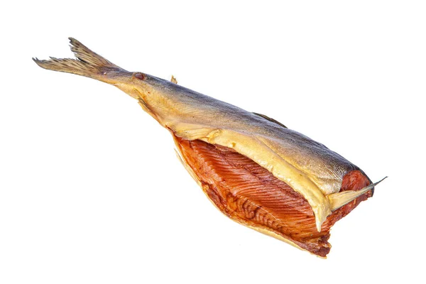 Geräucherter Roter Fisch Auf Isoliertem Studiohintergrund — Stockfoto