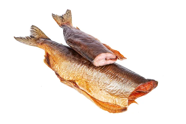 Ikan Merah Asap Pada Latar Belakang Studio Yang Terisolasi — Stok Foto