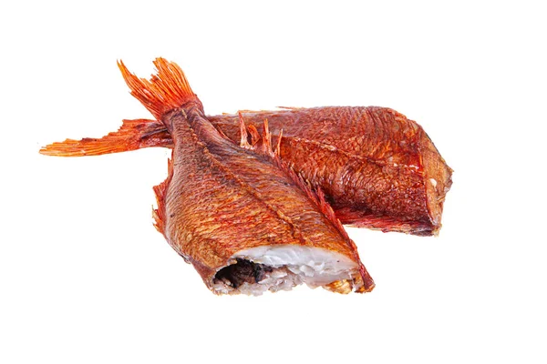 Καπνιστό Κόκκινο Ψάρι Απομονωμένο Φόντο Στούντιο — Φωτογραφία Αρχείου