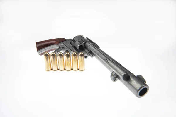 Старий Револьвер Армії Ізольованому Студійному Фоні — стокове фото