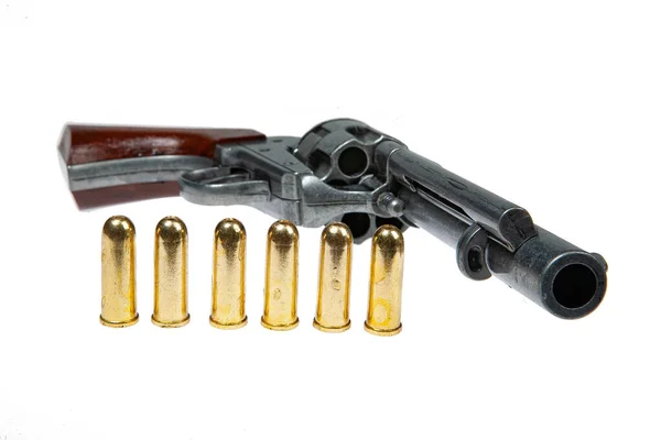 Старий Револьвер Одинарної Дії Армії Ізольованому Студійному Фоні — стокове фото
