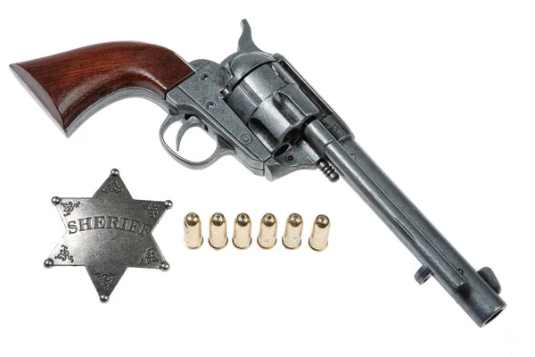 Старий Револьвер Ізольованому Студійному Фоні — стокове фото
