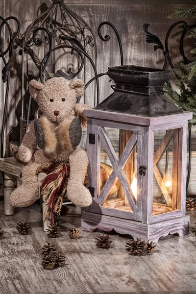 Verschillende Accessoires Speelgoed Een Houten Studioachtergrond — Stockfoto