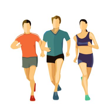 three runners, sportsman, sportswoman clipart