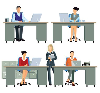 Ofis çalışanları, çalışan meşgul