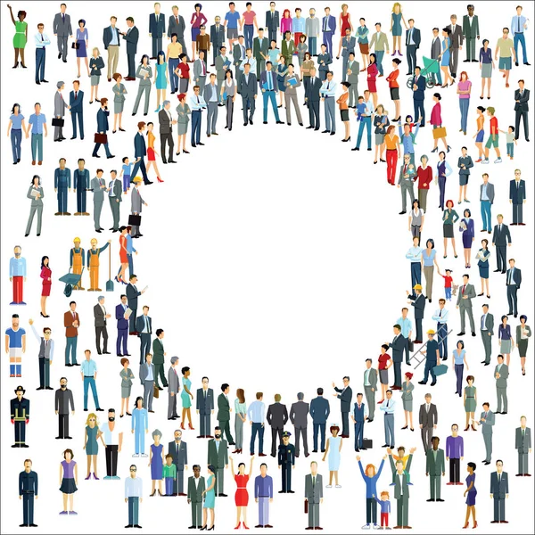 People crowd around a circle Stock Vector