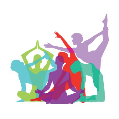 Yoga figures composition clipart