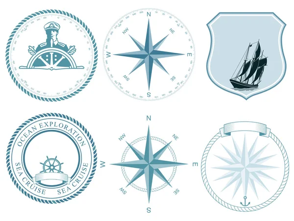 Traditional maritime Nautical labels — Stock Vector