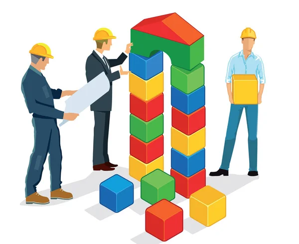 Planificación y construcción con bloques de construcción — Vector de stock