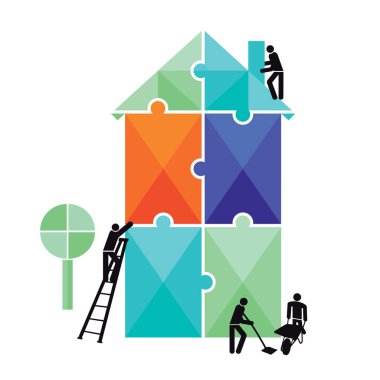 Ev inşaat bulmaca izole