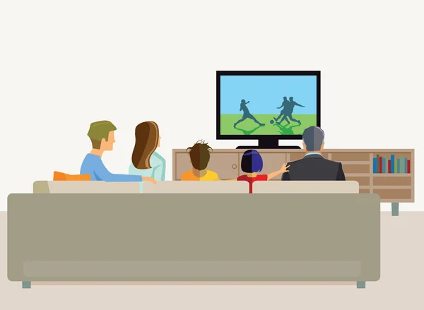 TV avec la famille ad home — Image vectorielle