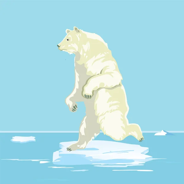 Oso polar sobre un pequeño témpano de hielo, ilustración — Archivo Imágenes Vectoriales