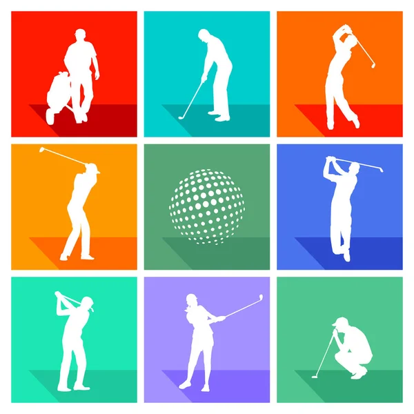 Golf juego colección ilustración — Vector de stock