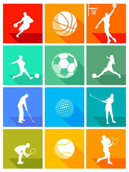 Sports equipment and athletes — Stock Vector