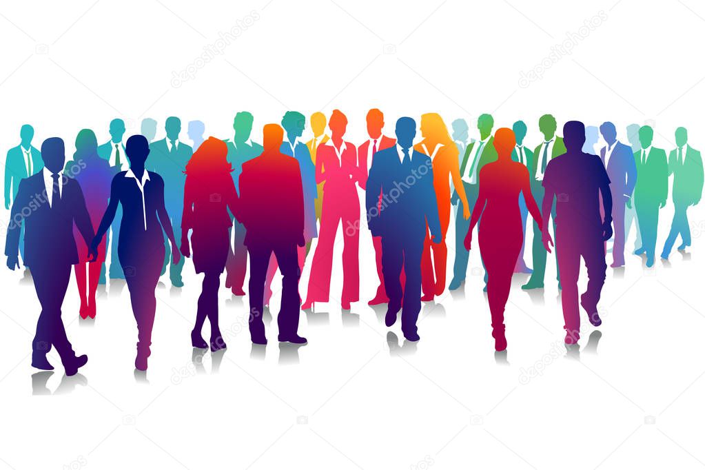 Group of people on white, illustration