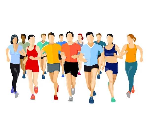 Group of runners, illustration — Stock Vector