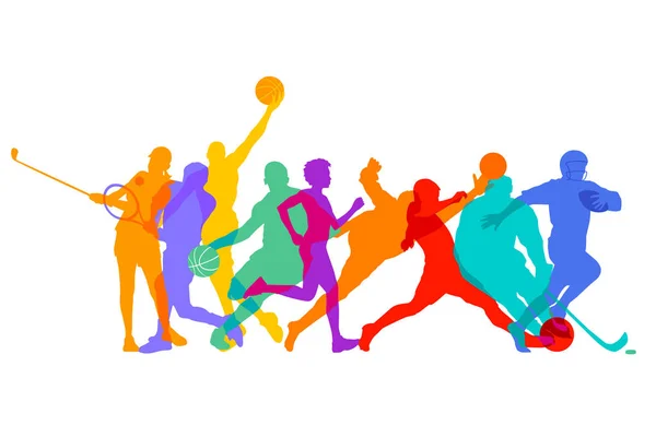 Jeux sportifs et athlètes — Image vectorielle