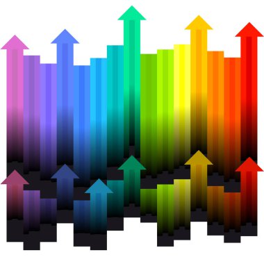 Renkli oklar ve yön, illüstrasyon