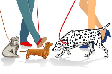 Köpek illüstrasyon ile yürümek