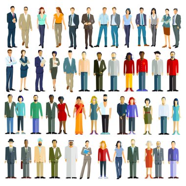 Çeşitli insanlar beyaz, illüstrasyon