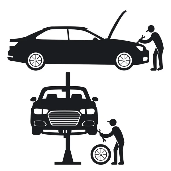 Reparação de automóveis com mecânico — Vetor de Stock