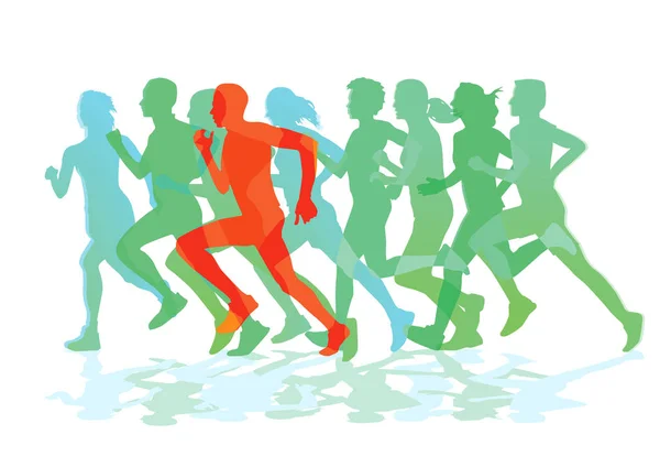 Eine Gruppe von Läufern beim Laufen — Stockvektor