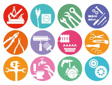 Aracı düğmesini koleksiyonunda beyaz, illüstrasyon