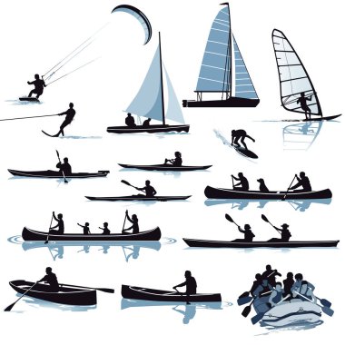 Various water sports illustration clipart