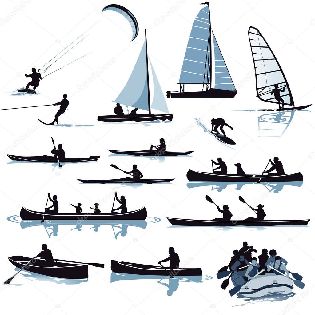 Various water sports illustration