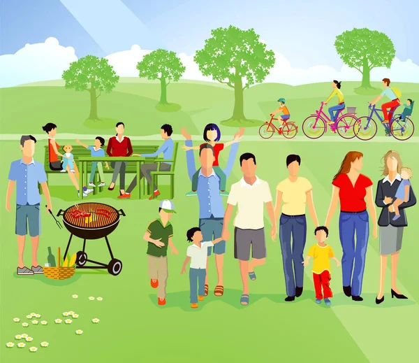 Family picnic in nature — Stock Vector