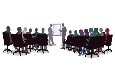 İş semineri, toplantı tartışması, illüstrasyon