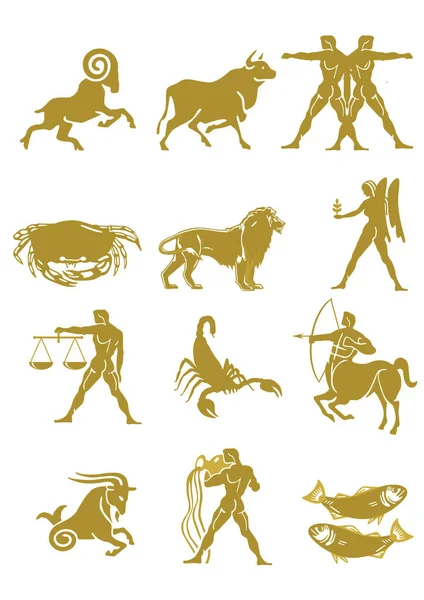 Horoscope astrologique, ensemble du zodiaque — Image vectorielle