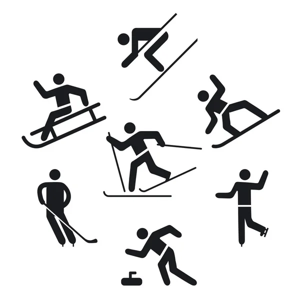 Zimní sporty piktogram, bruslení, lyžování, — Stockový vektor