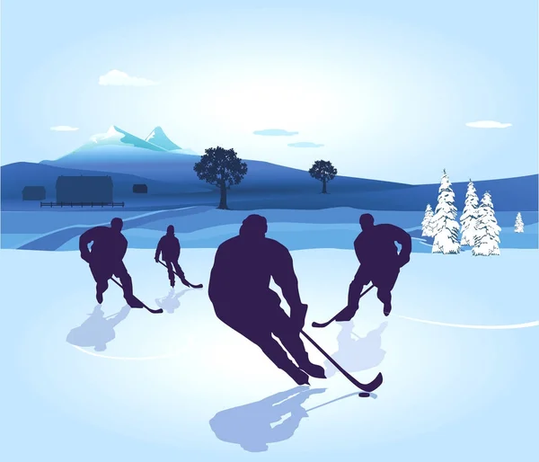 Giocatore di hockey, pattinaggio — Vettoriale Stock