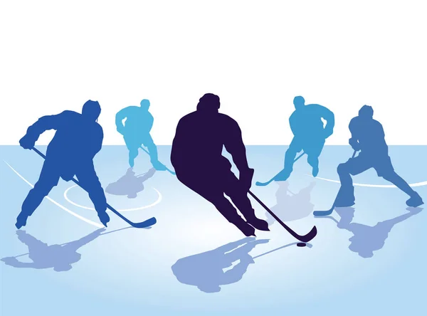 Jugador de hockey, patinaje con hockey — Vector de stock