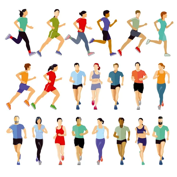 Group of runners collection — Stock Vector