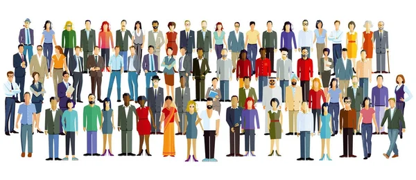 Un gran grupo de personas se unen — Vector de stock