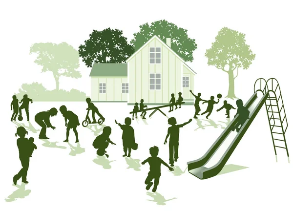 Kinder spielen im Garten — Stockvektor