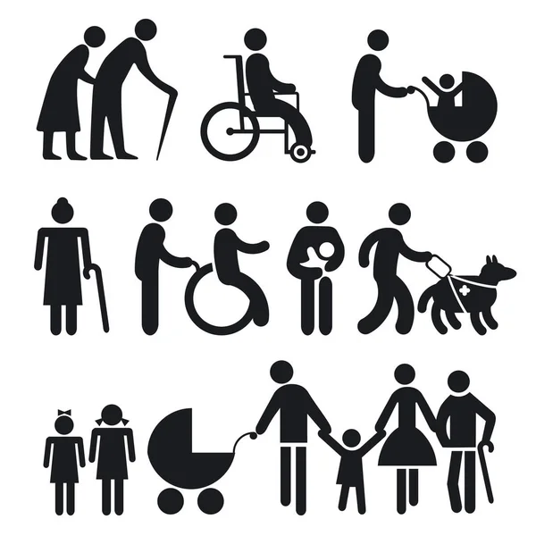 Handicapés et personnes âgées — Image vectorielle