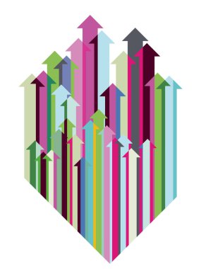 yukarıda, illüstrasyon renkli ok yönünü