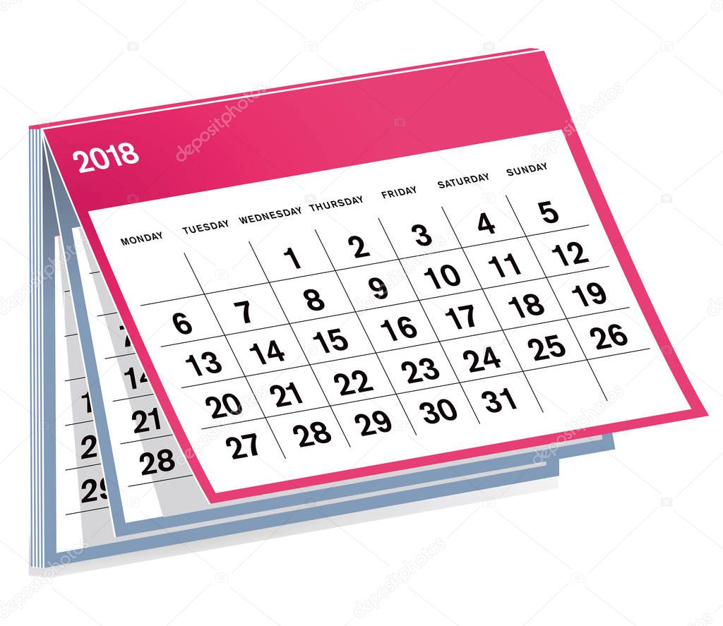 Calendar 2018 year, illustration