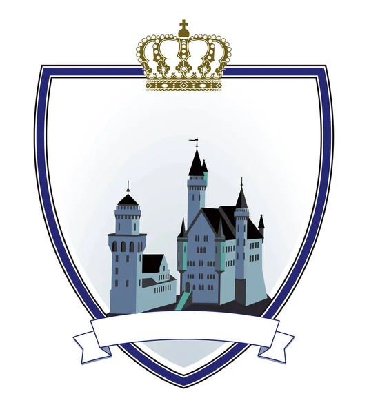 Escudo Emblema Castelo Com Coroa —  Vetores de Stock